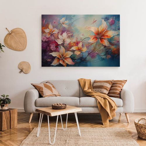 Obraz Na Płótnie Malowane Dzikie Kwiaty Abstrakcja Do Sypialni 120cm x 80cm na Arena.pl