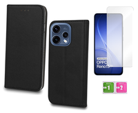 Etui z klapką do OPPO RENO 15 5G czarny magnetic case + szkło na ekran 9H