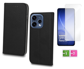 Etui z klapką do OPPO RENO 15 5G czarny magnetic case + szkło na ekran 9H