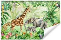 Fototapeta DZIKIE Zwierzęta Dżungla Liście Kwiaty Natura 315cm x 210cm