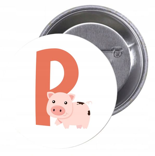Przypinki buttony LITERKI DLA DZIECI - P zdjęcie 1