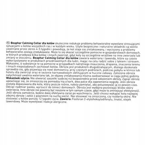 Beaphar CALMING COLLAR KOT - OBROŻA RELAKSACYJNA na Arena.pl