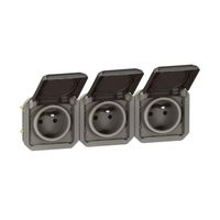 Nowe Plexo - Gniazdo 3x2P+Z poziome, mechanizm 16 A - 250 V~- antracyt - Legrand 069844L