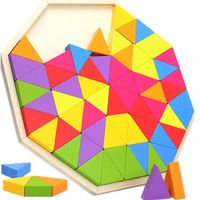 gra logiczna drewniana trójkąty układanka puzzle jhtoy-947