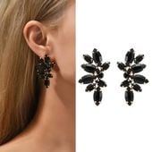 Kolczyki sztyfty złote czarne eleganckie swarovski BIŻUTERIA wizytowa boho