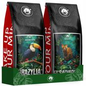 KAWA ZIARNISTA 2x500g ŚWIEŻO PALONA BRAZIL+SALVADOR 100% ARABIA - BLUE