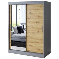 Szafa Przesuwna 150cm SOFIA Antracyt / Dąb Artisan Garderoba 2 wnętrza