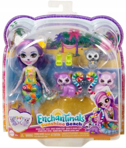 ZESTAW ENCHANTIMALS RODZINA LEMURÓW LALKA LORINDA LEMUR 3 FIGURKI ZWIERZĘTA na Arena.pl