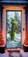 Baner Świąteczny na drzwi, Mikołaj, Grinch, Renifer, Bałwan