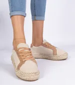 Brązowe damskie espadryle sznurowane Malsi 37