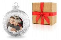 Bombka ze ZDJĘCIEM zawieszka na choinkę 8 cm PREZENT ŚWIĘTA