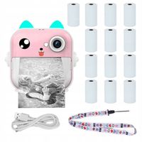 DRUKUŚ 2.0 Z APARATEM MINI DRUKARKA TERMICZNA RÓŻOWY + 13 ROLEK