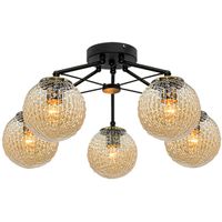 Modernistyczna LAMPA sufitowa Rosa 2100/5 BLACK Elem szklana OPRAWA loftowa balls czarna