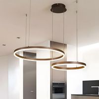 Żyrandol LED nowoczesna lampa wisząca 2 pierścienie brąz DIY pilot 40+60cm