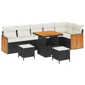 Zestaw Sof na Ogród 9 pcs Czarny i kremowy 80 x 80 x 71 cm