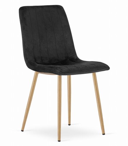 Krzesło LAVA - czarny aksamit / nogi kolor drewna x 4 na Arena.pl