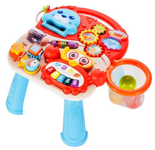 Chodzik Pchacz Stolik Edukacyjny Panel Koszyk 5W1 - Czerwony na Arena.pl