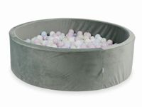 Suchy basen z piłeczkami 700 sztuk 130x40 Velvet szary (różowe jasne perłowe, błękitne jasne perłowe, opalizujące, białe)