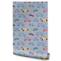Tapeta W Rolce Kolorowe SAMOCHODY W Stylu Retro Dla Dzieci