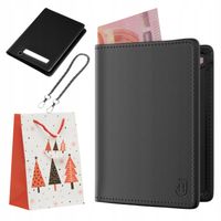 Skórzany portfel męski Podróżny Ochrona RFID Łańcuszek Mały Pojemny Czarny