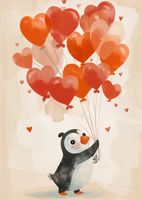 Plakat 67,5x95cm Pingwinek z Balonami