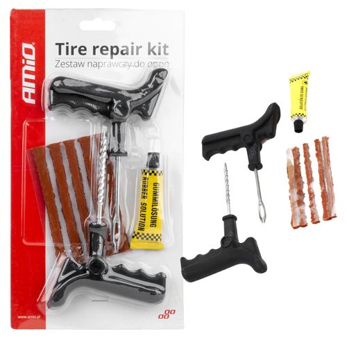 Zestaw naprawczy do opon bezdętkowych 8 el. szybka naprawa koła AMIO-01251 na Arena.pl