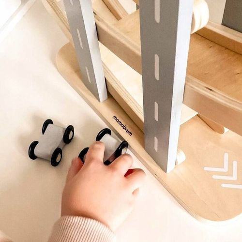 MAMABRUM Drewniany Tor Zjeżdżalnia Dla Samochodów 6 Pięter + 6 Autek na Arena.pl