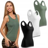 3x DAMSKI Tank TOP Bawełniany Moraj Podkoszulka Zestaw Komplet 3szt r. M