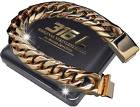 MEGA GRUBA ZŁOTA BRANSOLETA MĘSKA STAL 316L 19 mm