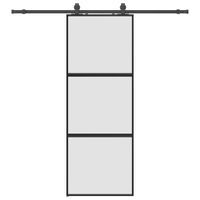 Drzwi przesuwne z zestawem okuć czarne 76x205cm szkło hartowane
