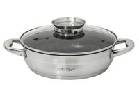 Patelnia stalowa rondel z dwoma uszami i pokrywą szklaną 24 cm GREBLON