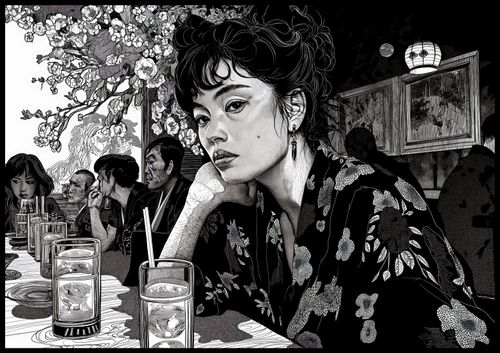 Plakat 100x70cm Czarne Kimono na Arena.pl