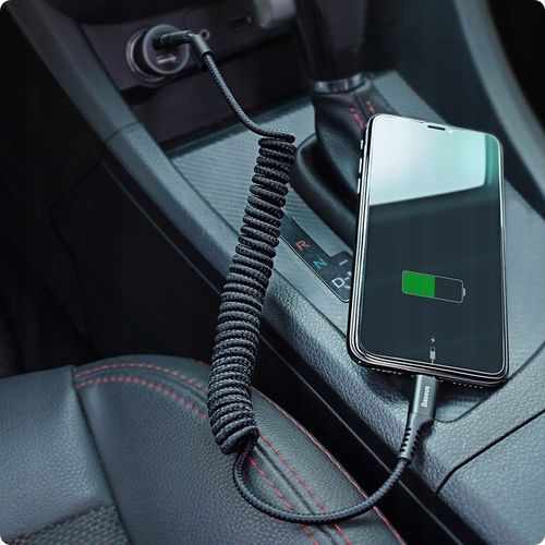 MOCNY KABEL PRZEWÓD ELASTYCZNY SPIRALNY USB DO LIGHTNING iPhone 2A 1m na Arena.pl