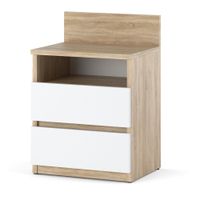 Stolik Nocny Szafka Rtv Nowoczesna 2 Szuflady Hugo+ Dąb Sonoma Biały Mat