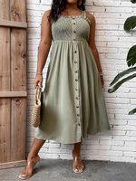 SHEIN ZIELONA MIDI SUKIENKA GUZIKI MARSZCZENIA RAMIĄCZKA QYX XXJ__XXL