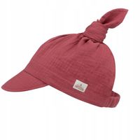 Chustka z daszkiem muślinowa na gumce Wiśniowa S