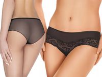 Ewana 087 Koronkowe Prześwitujące Szorty Czarny L