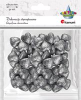 dekoracje styropianowe serduszka brokatowe srebrne 18x20 mm 50 sztuk