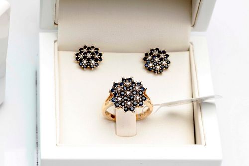 kolczyki złote z szafirami i brylantami na Arena.pl