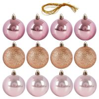 12x Bombki Choinkowe Świąteczne Nietłukące Złote Różowe Zestaw Bombek