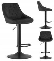 Hoker Barowy Kuchenny Czarny Welurowy LOFT ARES Krzesło Obrotowe