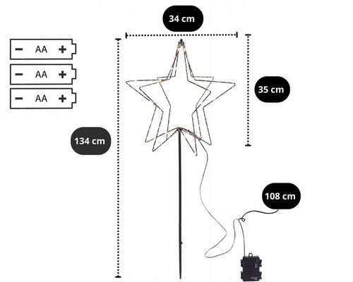 Figura świetlna GWIAZDA 3D Led do ogrodu na Arena.pl