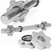 Gryf krótki 40 cm do hantli z zaciskami śr. 28 mm gwintowany, stal chromowana