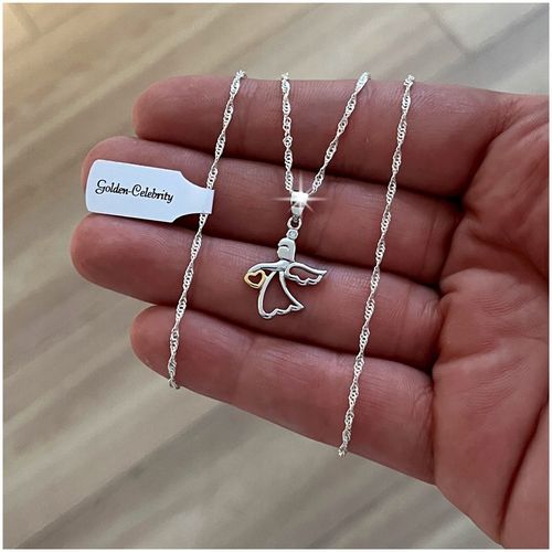 SREBRNY ŁAŃCUSZEK KOMUNIJNY I MEDALIK ANIOŁEK DLA DZIEWCZYNKI 925 + GRAWER na Arena.pl