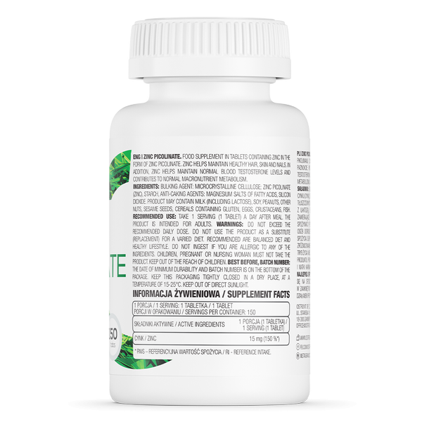 Zinc Picolinate 150 Tabs - Ostrovit zdjęcie 2