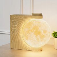 Lampka nocna księżycowa budzik, naturalne dźwięki Reteyung RGB kolory