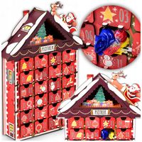 KALENDARZ ADWENTOWY DREWNIANY DOMEK NA ŚWIĘTA OZDOBA ŚWIĄTECZNA ADWENT