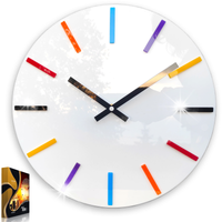 Zegar Ścienny w Stylu Nowoczesnym Akrylowy Colorfull White Okrągły Kwarcowy
