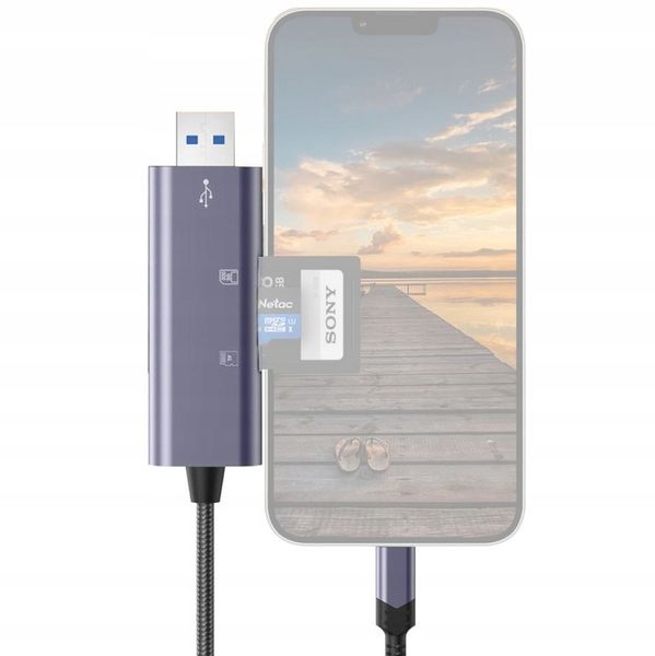 Czytnik zewnętrzny kart SD Tech-Protect Micro SD, ze złączem Lightning, USB zdjęcie 2