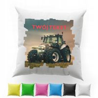 POSZEWKA Z NADRUKIEM BAWEŁNIANA 40x40CM - TRAKTOR CIĄGNIK POLE ROLNIK ŻNIWA